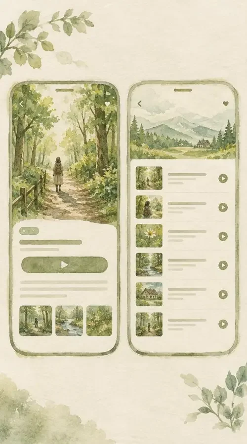 黄果短剧夜间模式 App 预览 黄果短剧夜间模式 App 界面手绘插画预览